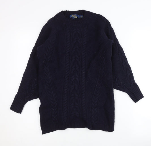 Polo Ralph Lauren Women’s Blue Merino Wool Cable Knit Jumper S