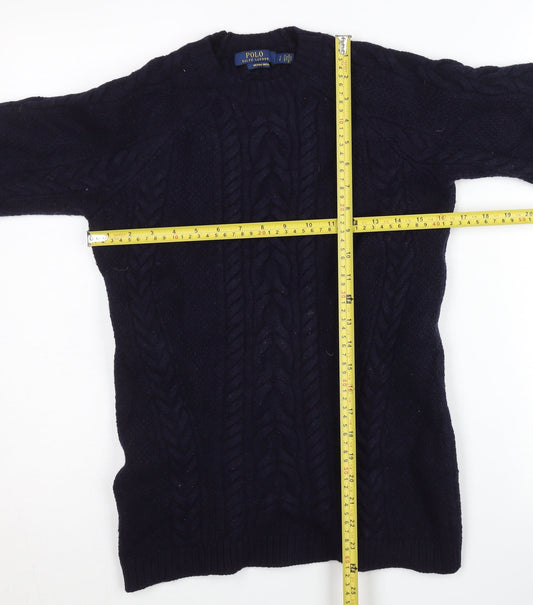 Polo Ralph Lauren Women’s Blue Merino Wool Cable Knit Jumper S