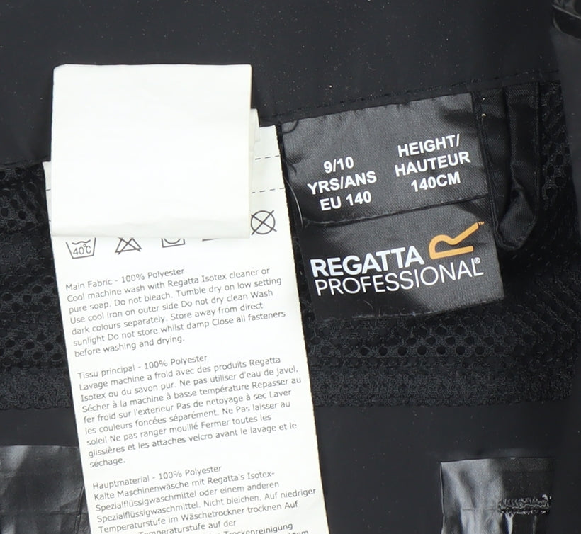 Regatta Boys Black Rain Coat Jacket 9-10 Years Waterproof Hooded