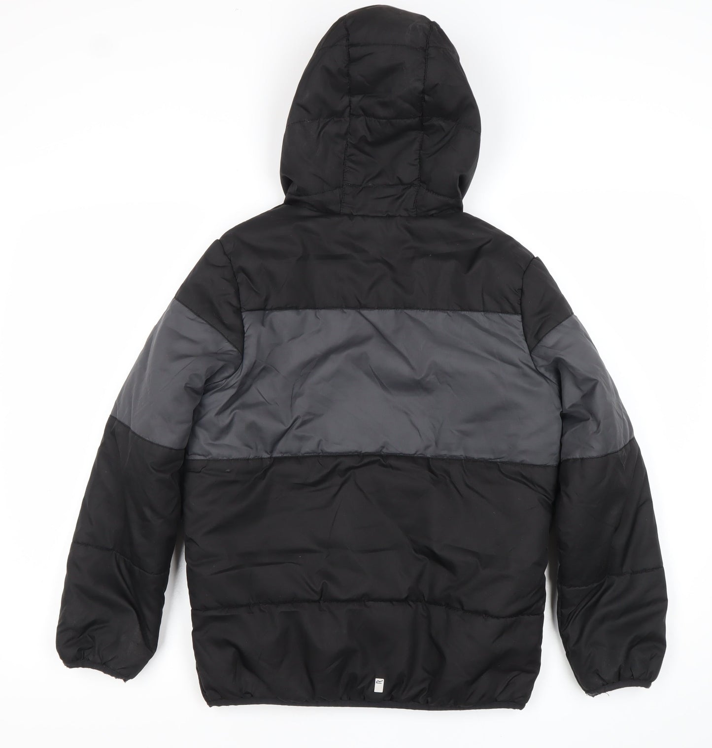 Regatta Boys Black Grey Puffer Jacket 11-12 Years Hooded Winter Coat