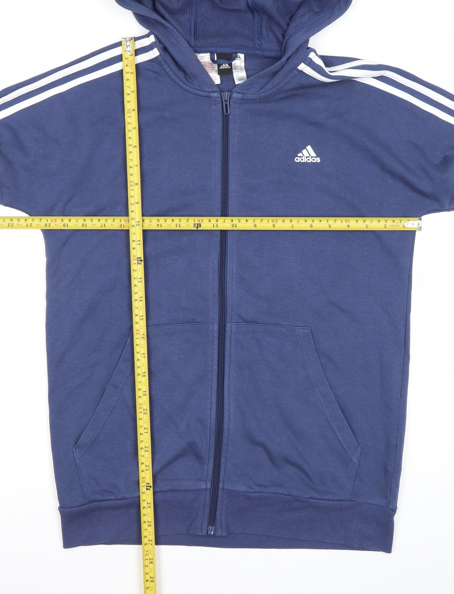 Adidas Boys Blue Full Zip Hoodie 15-16Y XL Sports Logo Activewear