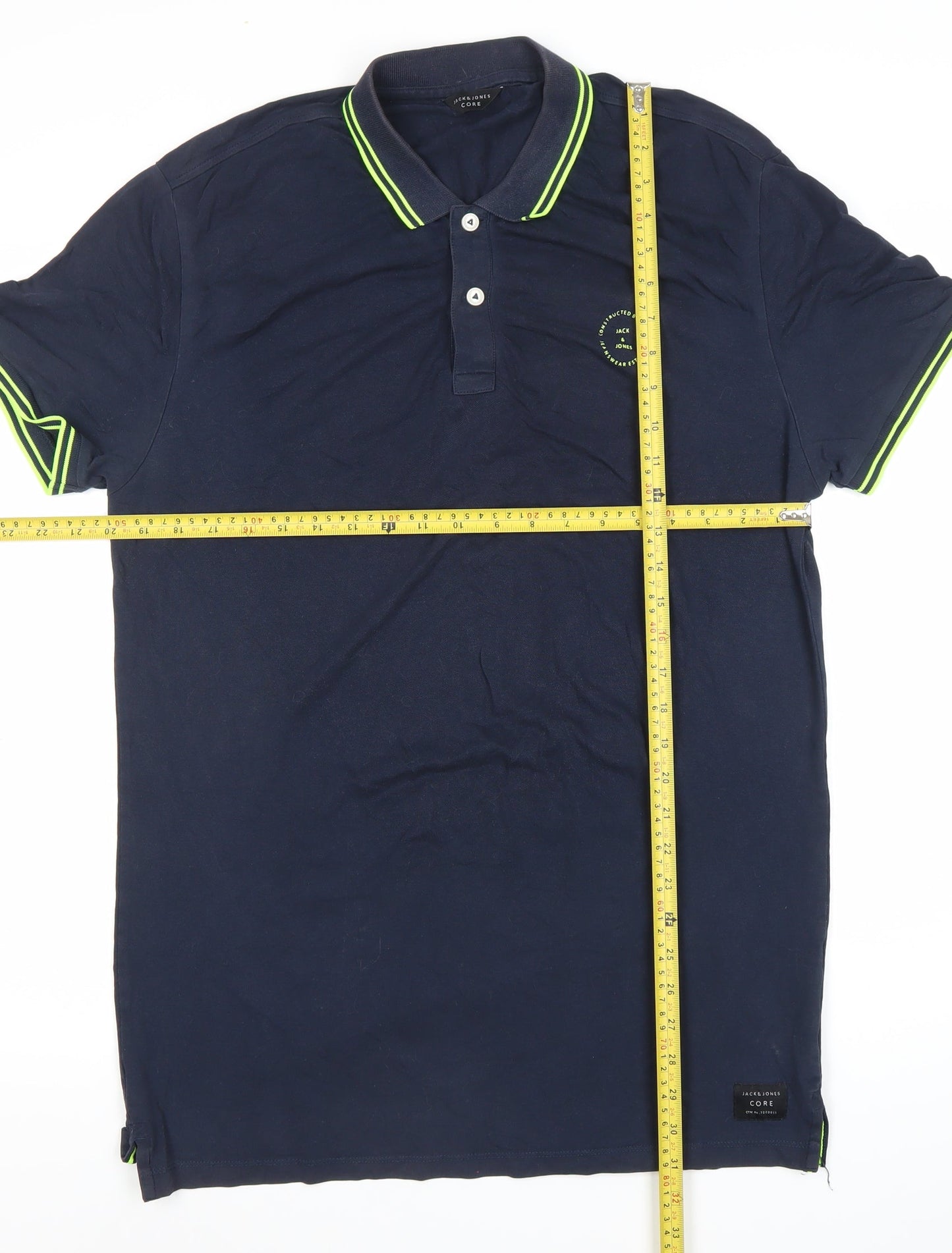 Jack & Jones Men’s Navy Blue Polo Shirt Size L Cotton Blend
