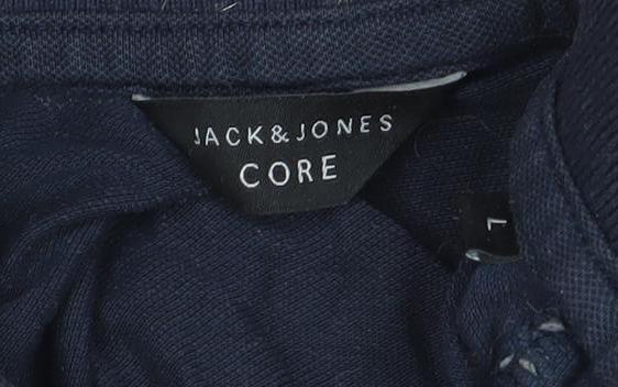 Jack & Jones Men’s Navy Blue Polo Shirt Size L Cotton Blend