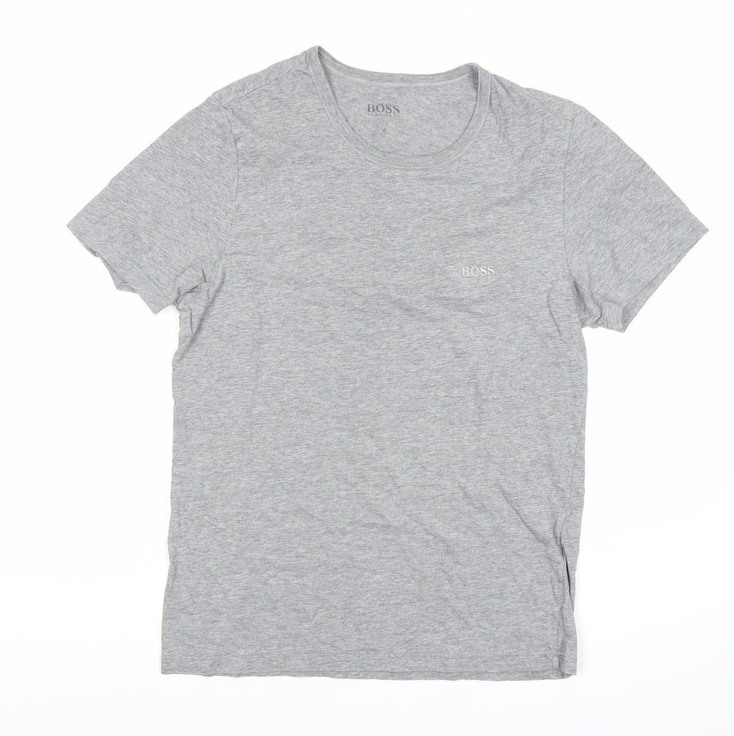 Hugo Boss Men's Grey Small Regular Fit Cotton Logo T-Shirt