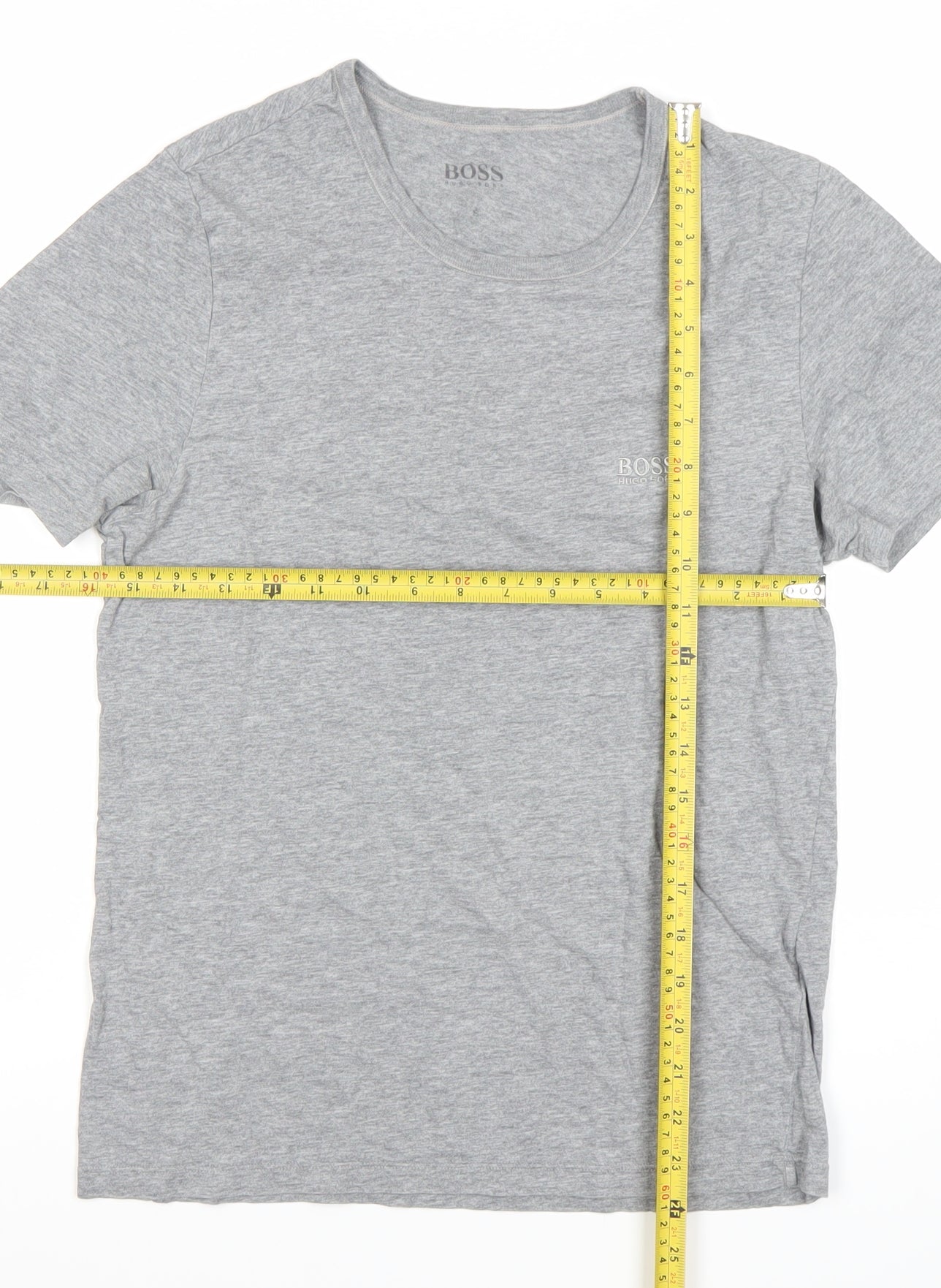 Hugo Boss Men's Grey Small Regular Fit Cotton Logo T-Shirt