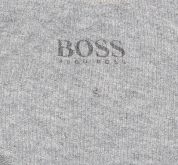 Hugo Boss Men's Grey Small Regular Fit Cotton Logo T-Shirt