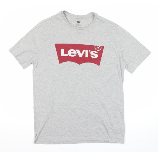 Levi's Mens Grey Logo Graphic Print Crew Neck T-Shirt Size M