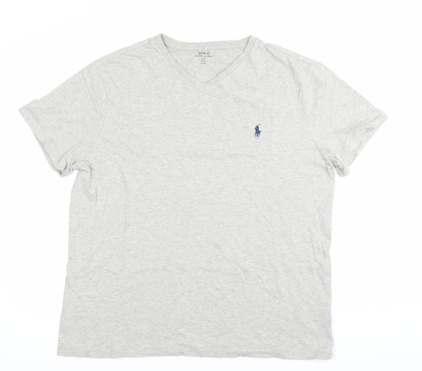 Ralph Lauren Men's Grey V-Neck Cotton T-Shirt Size L