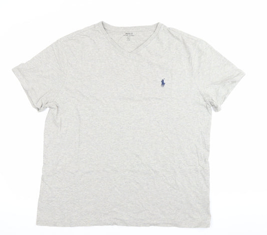 Ralph Lauren Men's Grey V-Neck Cotton T-Shirt Size L