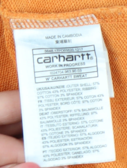 Carhartt Mens Orange Small Pullover Sweatshirt Crew Neck Logo Print
