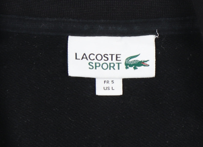 Lacoste Sport Women Black Full Zip Sweatshirt L Cotton Blend
