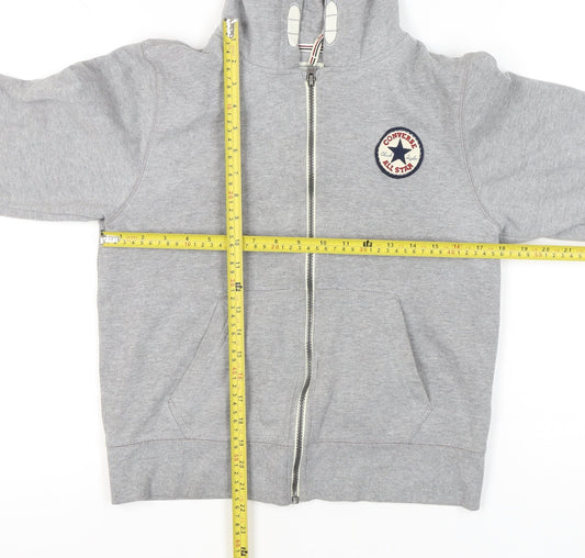 Converse Girls Grey Full Zip Hoodie 12-13 Years Cotton Blend Regular Fit