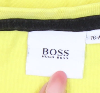 Hugo Boss Boys Yellow 16 Years Logo Short Sleeve Cotton T-Shirt