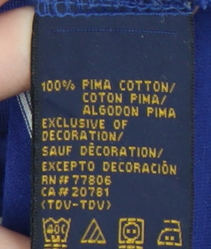 Tommy Hilfiger Men’s Blue Striped Cotton Golf Polo Shirt Size L