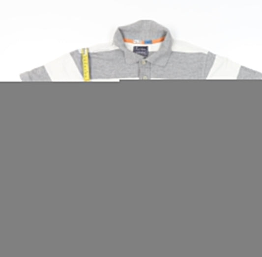 Champion Men’s Grey White Striped Polo Shirt Medium Short Sleeve