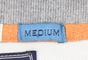 Champion Men’s Grey White Striped Polo Shirt Medium Short Sleeve