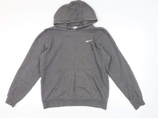 Nike Mens Grey Pullover Hoodie M Logo Graphic Fleece Sportswear