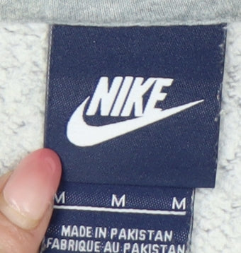 Nike Mens Grey Pullover Hoodie M Logo Graphic Fleece Sportswear