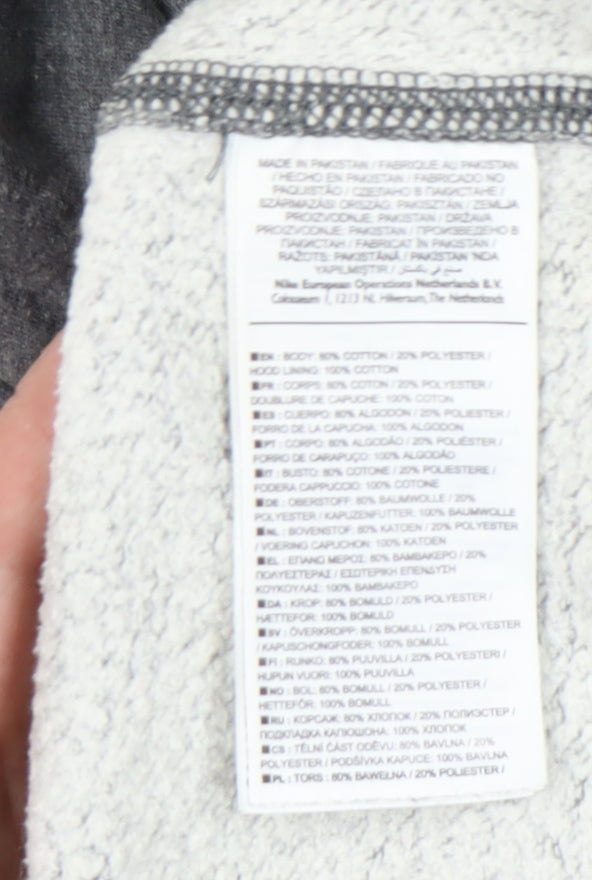 Nike Mens Grey Pullover Hoodie M Logo Graphic Fleece Sportswear