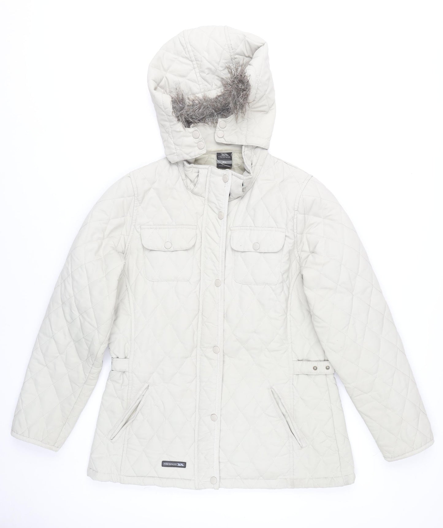 Trespass Womens Ivory Quilted Hooded Jacket Coat XL Winter Warm