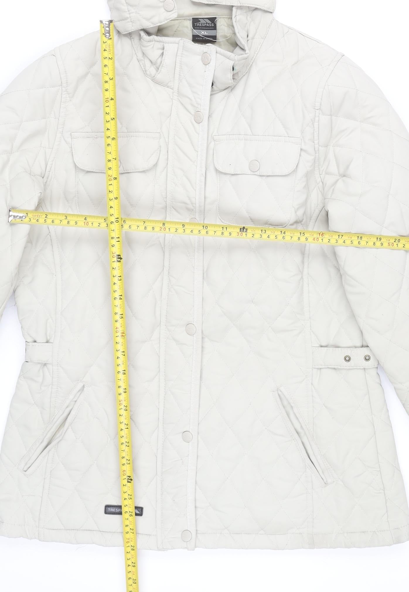 Trespass Womens Ivory Quilted Hooded Jacket Coat XL Winter Warm