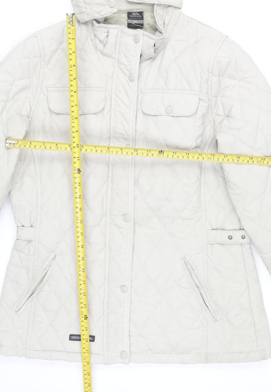 Trespass Womens Ivory Quilted Hooded Jacket Coat XL Winter Warm
