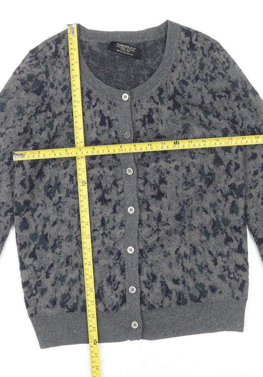 AllSaints Women’s Grey Animal Print Cardigan UK 10 Wool Blend