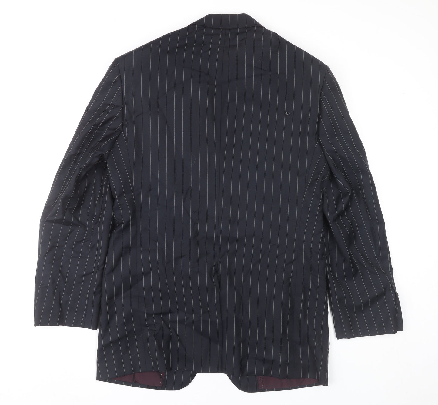 DAKS Men Blue Pinstripe Wool Blazer Jacket 46R Classic Formal