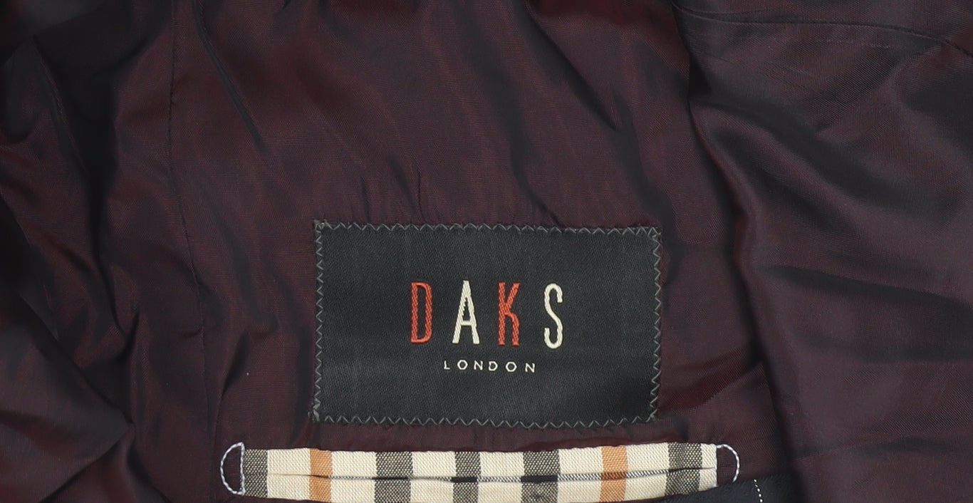 DAKS Men Blue Pinstripe Wool Blazer Jacket 46R Classic Formal