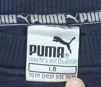 Puma Boys Blue Crew Neck Logo Pullover Sweatshirt LB 11-12 Years