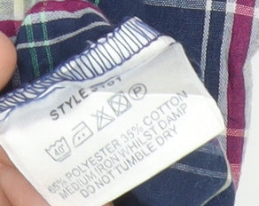 Champion Men’s Blue Plaid Short Sleeve Button-Up Shirt XL Classic Fit