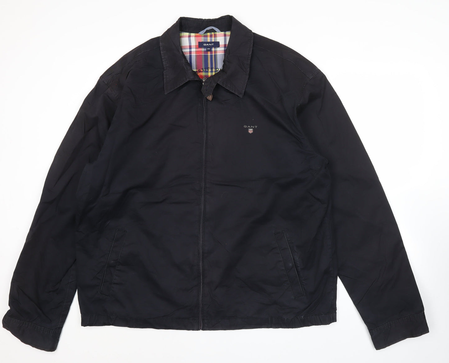 Gant Men’s Black 3XL Cotton Collared Zip Jacket Casual