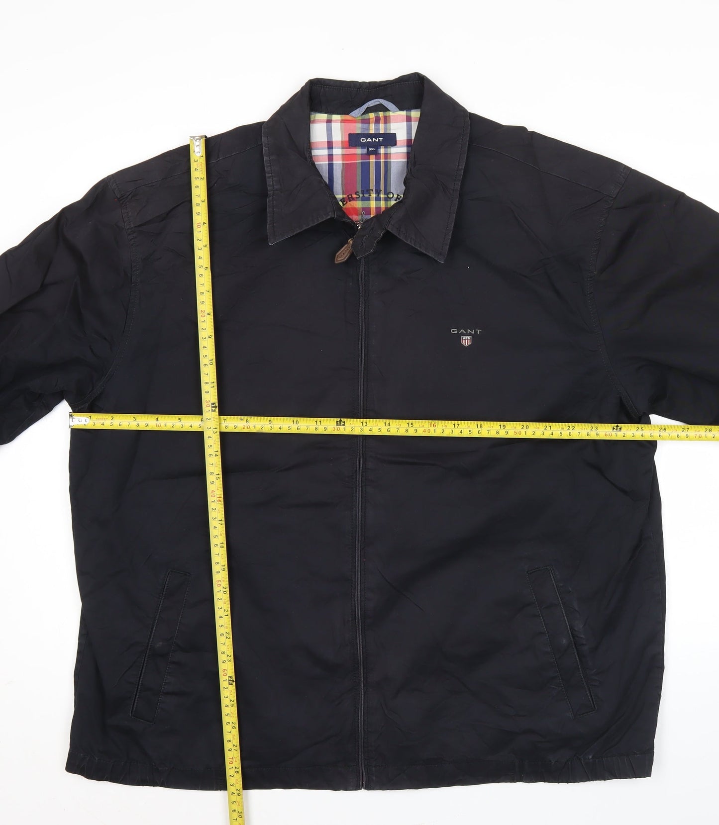 Gant Men’s Black 3XL Cotton Collared Zip Jacket Casual