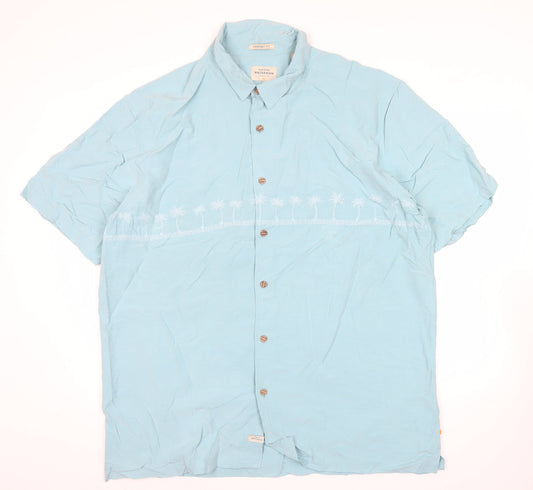Quiksilver Waterman Men’s Blue 2XL Short Sleeve Hawaiian Shirt