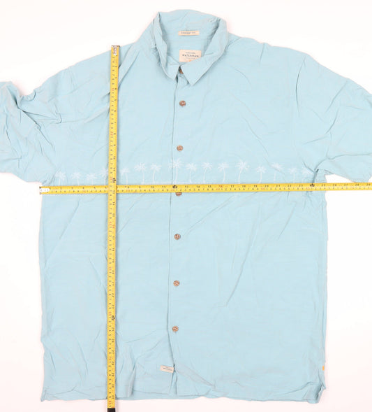 Quiksilver Waterman Men’s Blue 2XL Short Sleeve Hawaiian Shirt