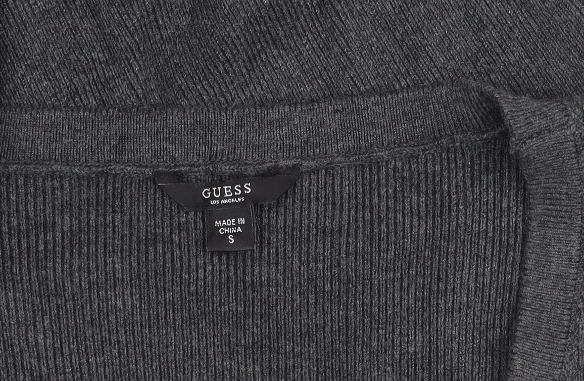 Guess Womens Grey Knit Jumper Dress Size S V-Neck 3/4 Sleeve