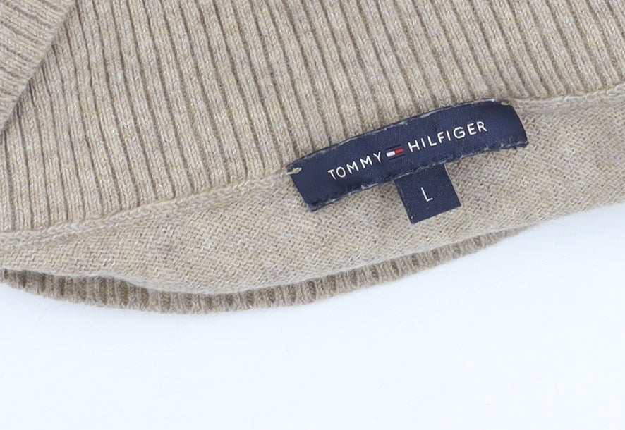 Tommy Hilfiger Women Beige Roll Neck Wool Jumper L