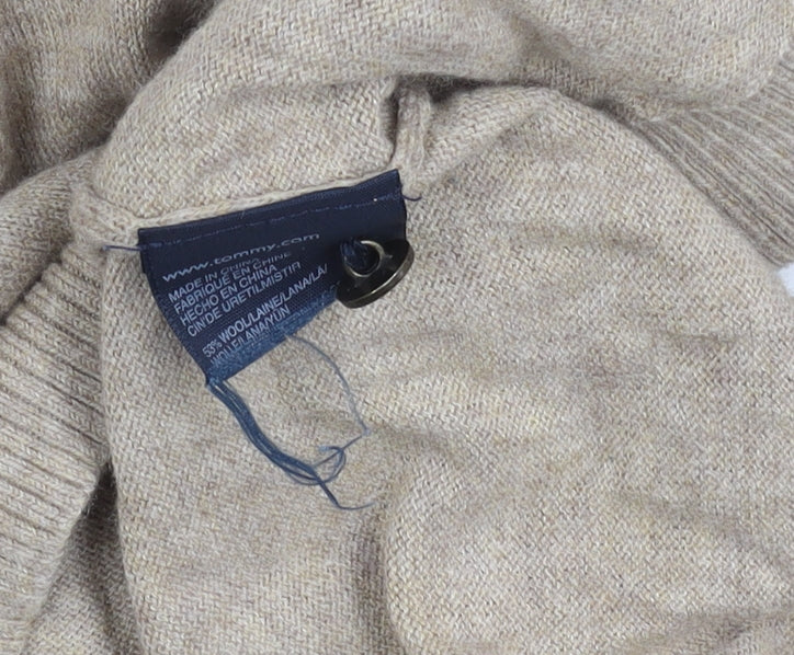 Tommy Hilfiger Women Beige Roll Neck Wool Jumper L