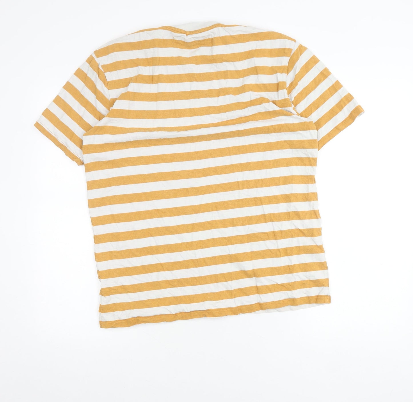 Guess Originals Men’s Yellow White Striped Cotton T-Shirt Size S