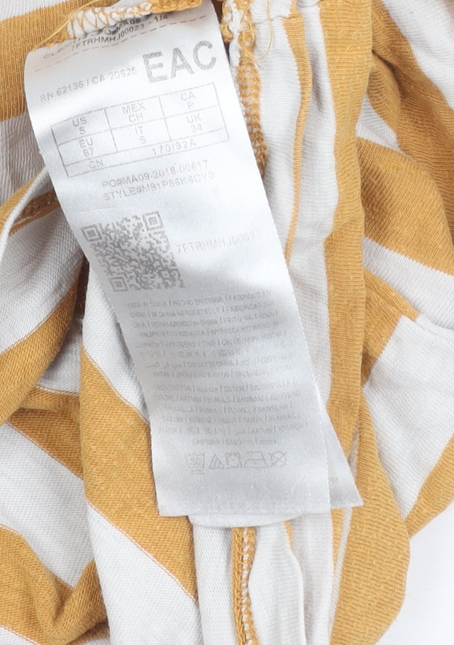 Guess Originals Men’s Yellow White Striped Cotton T-Shirt Size S