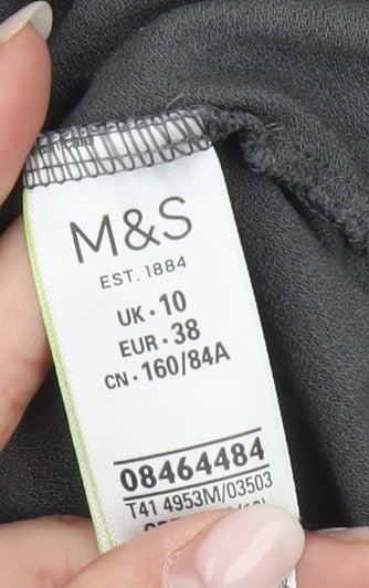 Marks and Spencer Women Grey Floral Mesh Long Sleeve Tunic Blouse UK 10