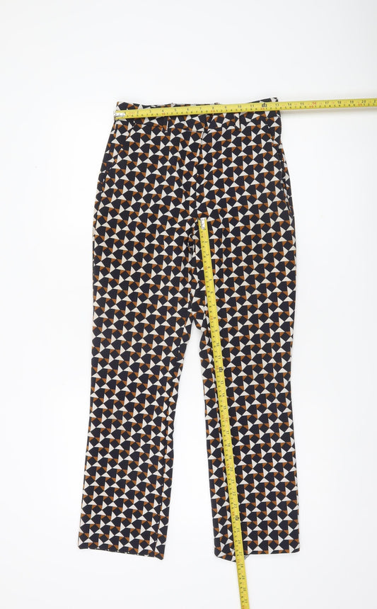 H&M Women’s Multicoloured Geometric Slim Fit High Rise Trousers Size 6