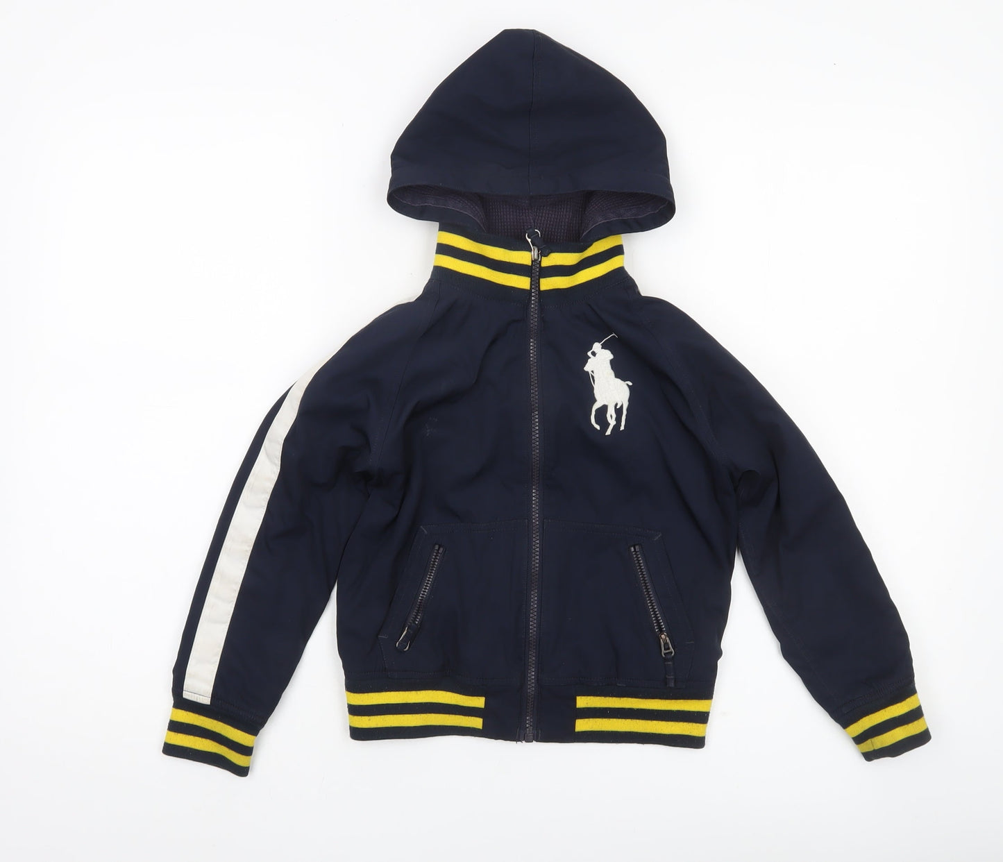 Ralph Lauren Boys Blue Bomber Jacket Age 6 Hooded Full Zip Casual