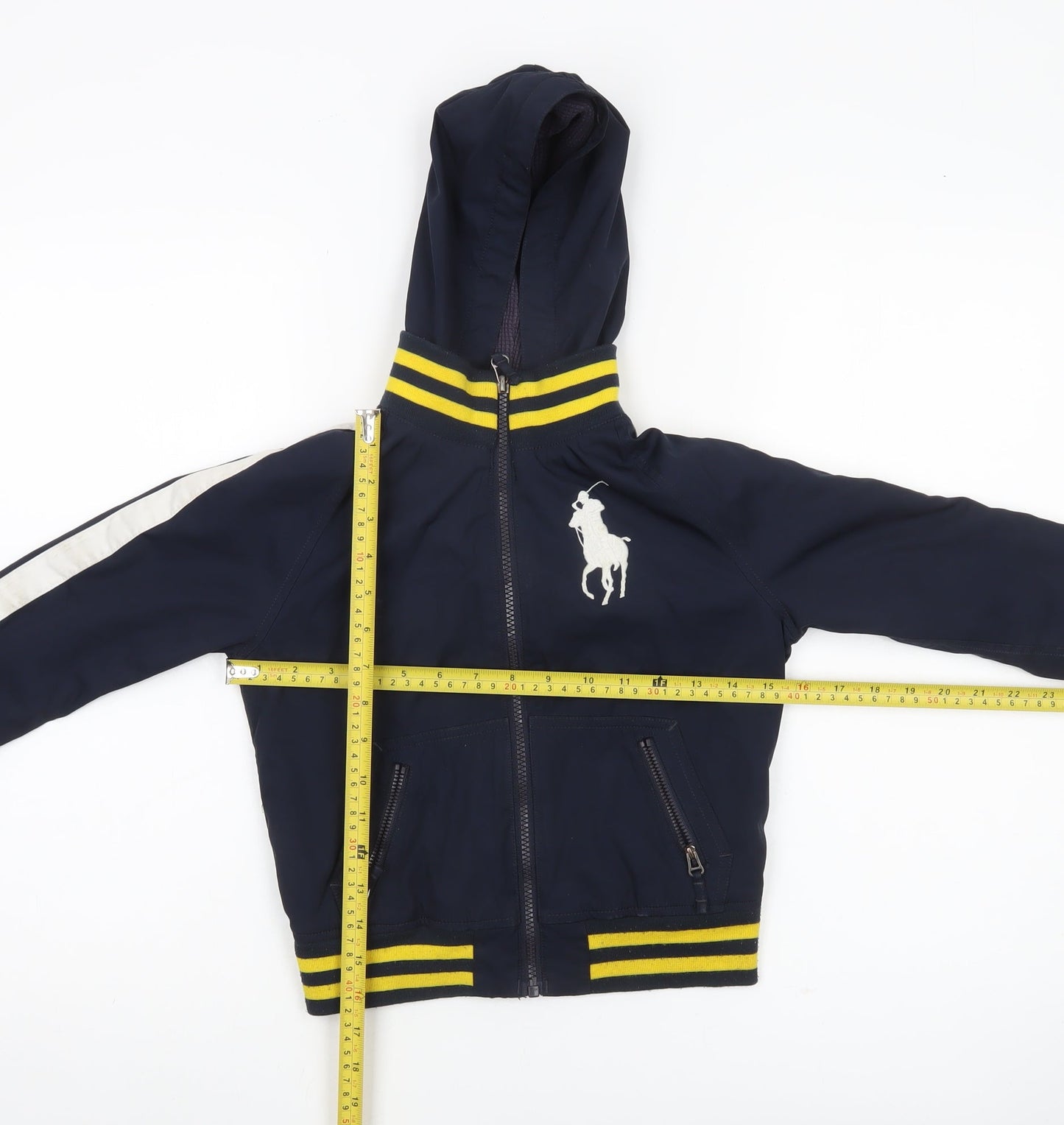 Ralph Lauren Boys Blue Bomber Jacket Age 6 Hooded Full Zip Casual