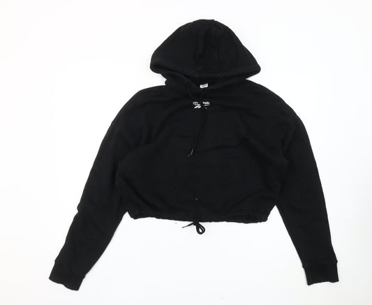 Reebok Womens Black Pullover Hoodie Sweatshirt Size S Logo Sportswear