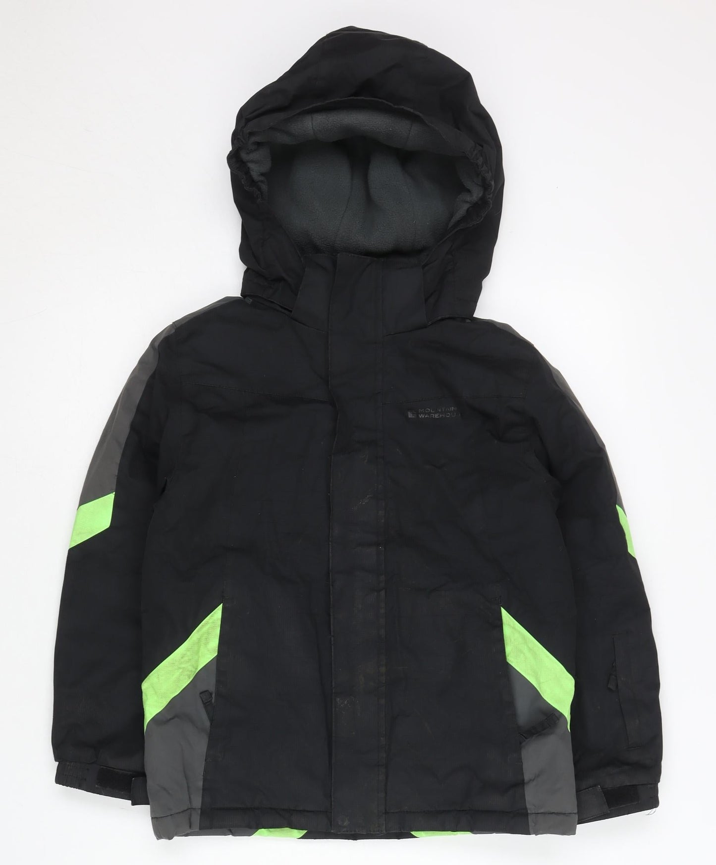 Mountain Warehouse Boys Black Ski Jacket 7-8Y Hooded Waterproof Winter Coat