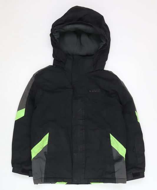 Mountain Warehouse Boys Black Ski Jacket 7-8Y Hooded Waterproof Winter Coat