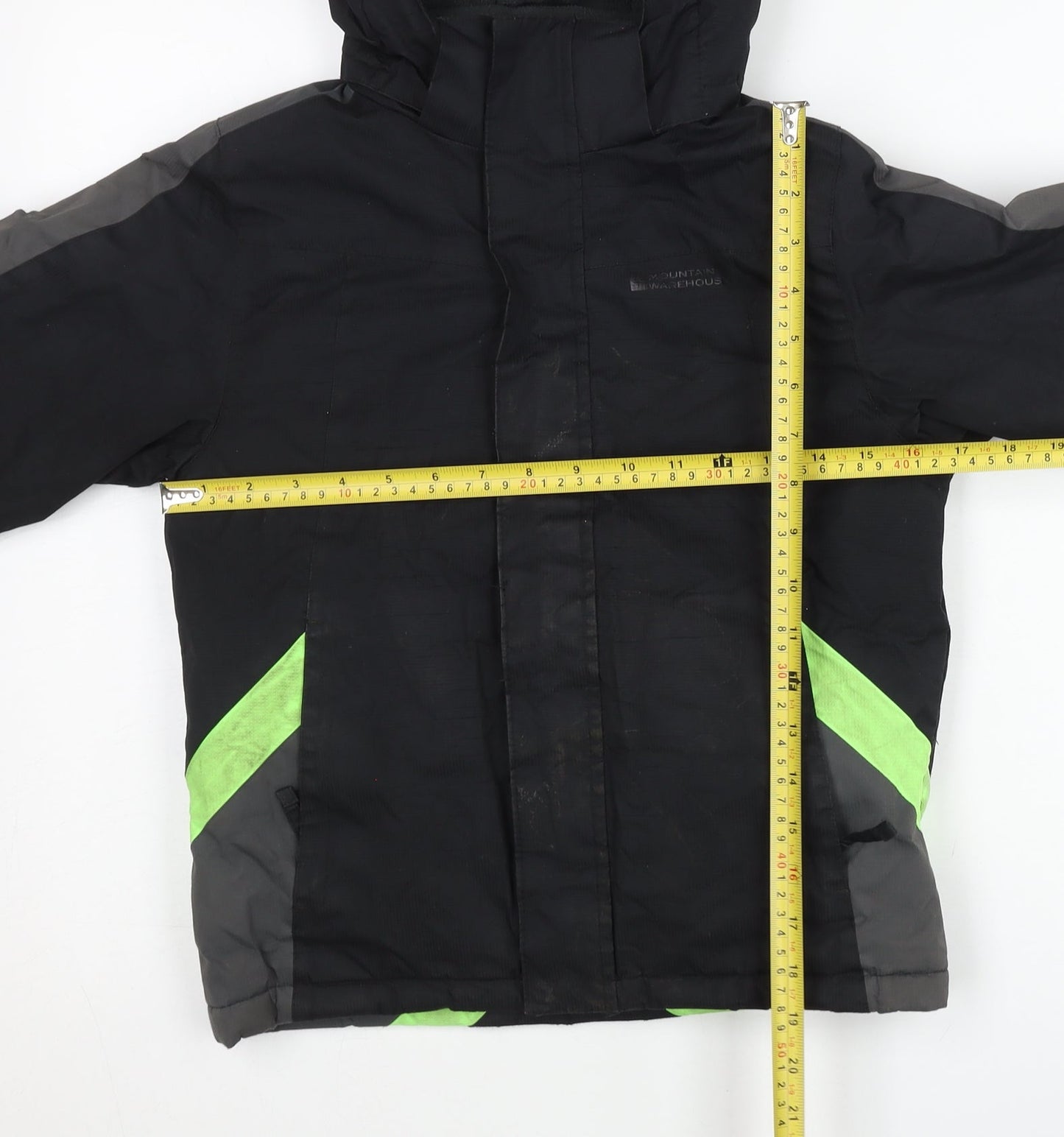 Mountain Warehouse Boys Black Ski Jacket 7-8Y Hooded Waterproof Winter Coat
