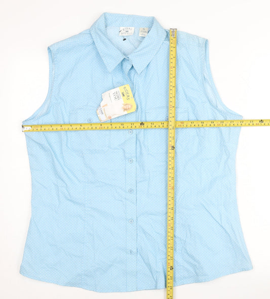 Lee Riders Women’s Blue Polka Dot Sleeveless Button-Up Shirt XL