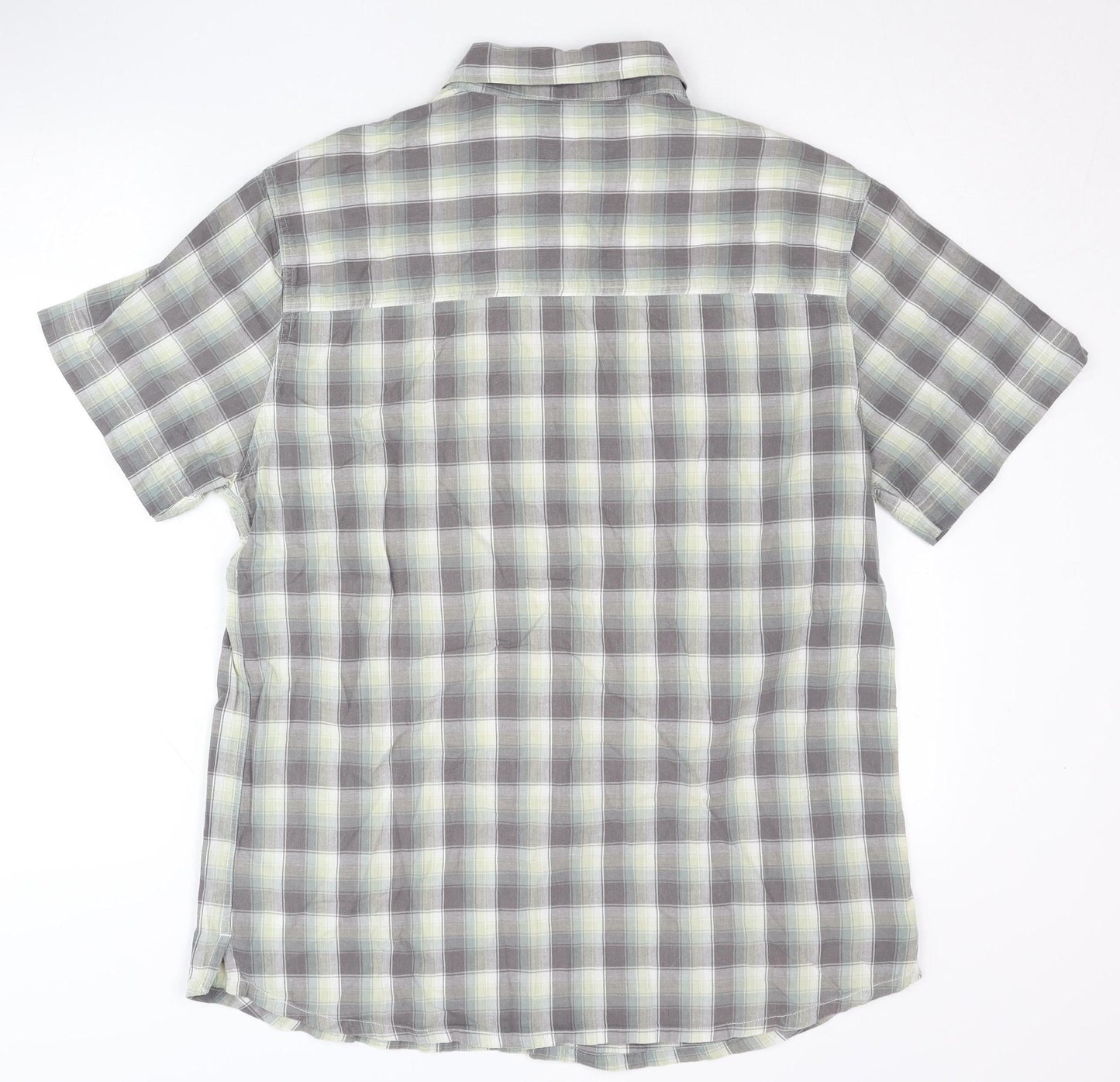 Mountain Warehouse Men’s Grey Plaid Cotton Short Sleeve Casual Shirt L